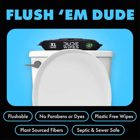 Dude Wipes Fragrance Free Flushable Extra-Large for Sensitive Skin Personal Wet Wipes - 288ct