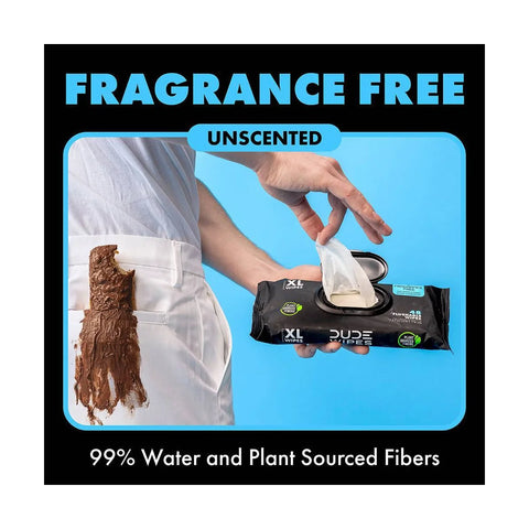 Dude Wipes Fragrance-Free Individually Wrapped Flushable Wet Wipes for Sensitive Skin - Extra Large - 48ct: Contains Aloe, Vitamin E, Hypoallergenic