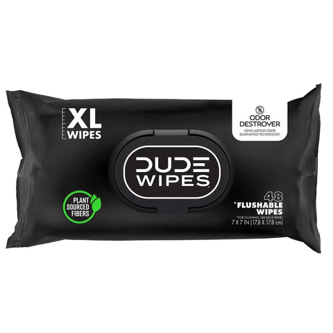 Dude Wipes Odor Destroyer Flushable Extra-Large Odor Neutralizing Wet Personal Wipes - 144ct