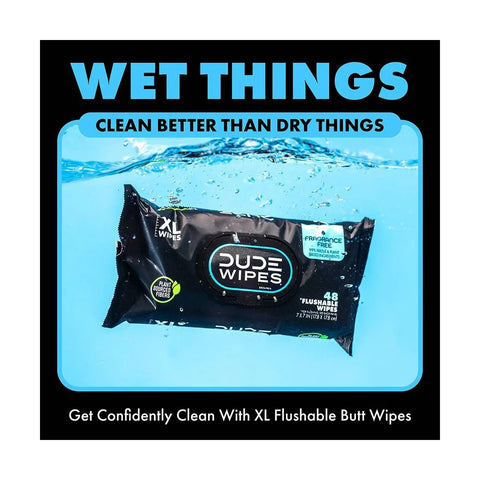 Dude Wipes Fragrance-Free Individually Wrapped Flushable Wet Wipes for Sensitive Skin - Extra Large - 48ct: Contains Aloe, Vitamin E, Hypoallergenic