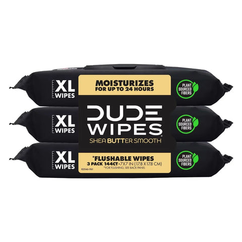 Dude Wipes Shea Butter Flushable Extra-Large Infused with Coconut Oil Wet Personal Wipes - 144ct