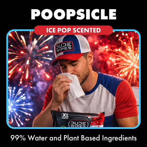 Dude Wipes Poopsicle Flushable Extra-Large Ice Pop Scented Wet Personal Wipes - 144ct