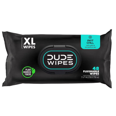 Dude Wipes Mint Chill Flushable Extra-Large Infused with Tea Tree Oil Wet Personal Wipes - 144ct