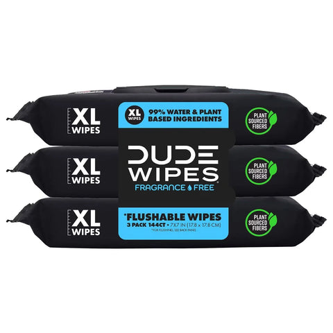 Dude Wipes Fragrance Free Flushable Extra-Large for Sensitive Skin Personal Wipes - 144ct