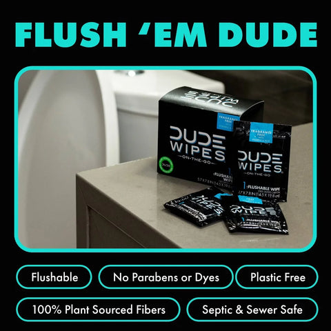 Dude Wipes Mint Chill On-The-Go Flushable Individually Wrapped Wet Wipes - Travel Size - 30ct: Aloe, Vitamin E, Dye-Free, Eucalyptus Scented