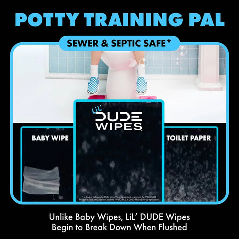 Dude Wipes LiL' DUDE 99% Water Flushable Wipes, XL for Potty Training
